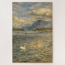 Meer van Luzern Zwitserland Zwaan & Alpen Kunstpuz