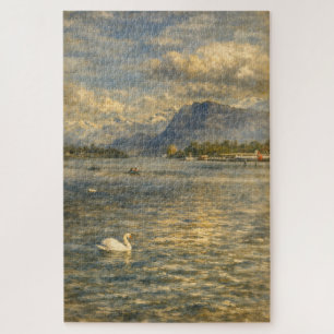Meer van Luzern Zwitserland Zwaan & Alpen Kunstpuz Legpuzzel