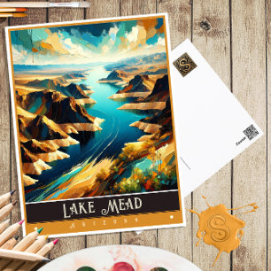 Meer van Mead, Alaska Schilderij uit het verlede Briefkaart