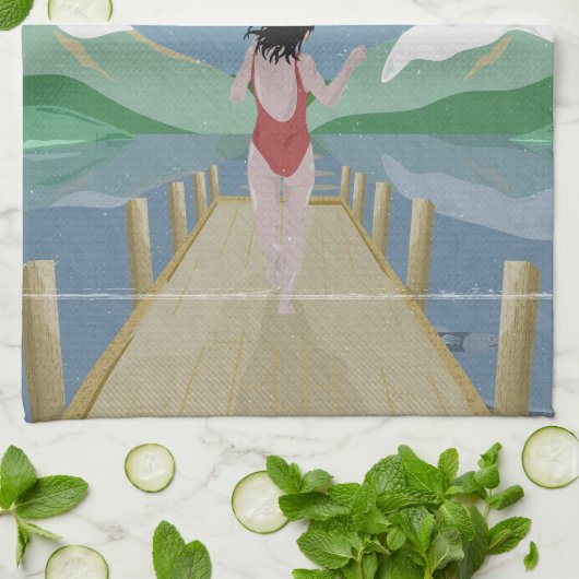 Meer van Rotoiti Nieuw-Zeeland Theedoek (Gevouwen)