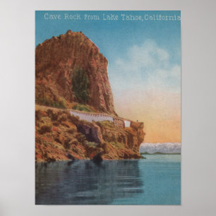 Meer van Tahoe, CA - Cave Rock van het Uitzicht Poster