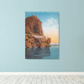 Meer van Tahoe, CA - Cave Rock van het Uitzicht va Canvas Afdruk (Insitu (Houten vloer))