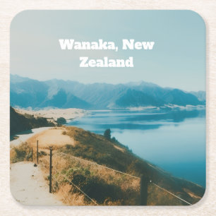 Meer Wanaka, Zuidereiland, Nieuw-Zeeland Vierkante Kartonnen Onderzetter