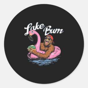 Meer zwerver bigfoot grappige flamingo zomer leven ronde sticker