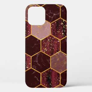Meerbaar hexagon naadloze textuur met goud iPhone 12 hoesje
