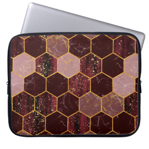 Meerbaar hexagon naadloze textuur met goud laptop sleeve