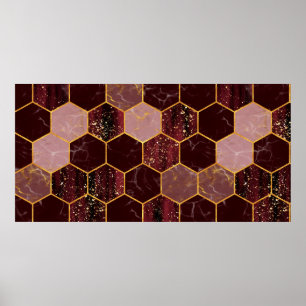 Meerbaar hexagon naadloze textuur met goud poster