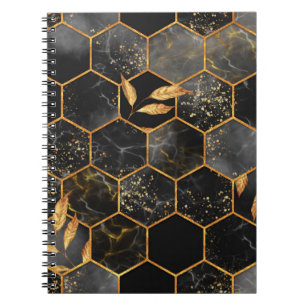 Meerbaar hexagon naadloze textuur met gouden blade notitieboek