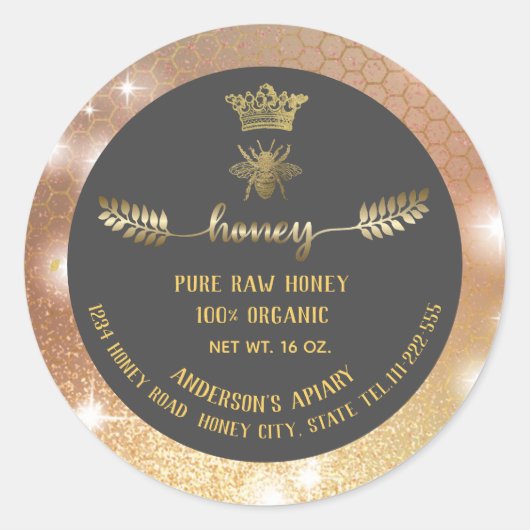 Meerdeglans honingraathoningraat ronde sticker (Voorkant)