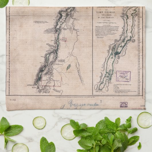 Meerdenmeer van het George Crown Point Map (1776) Theedoek (Gevouwen)