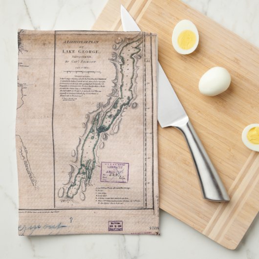 Meerdenmeer van het George Crown Point Map (1776) Theedoek (Quarter Fold)