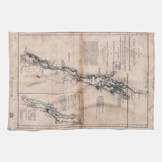 Meerdenmeer van het George Crown Point Map (1776) Theedoek (Horizontaal)