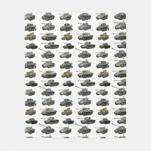 Meerdere Amerikaanse WW2-tanks en gepantserde voer Fleece Deken (Voorkant)