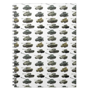 Meerdere Amerikaanse WW2-tanks en gepantserde voer Notitieboek