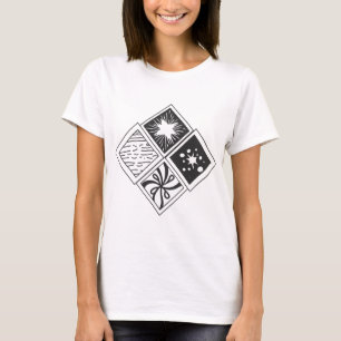 Meerdere elementen opnemen, abstracte beelden t-shirt