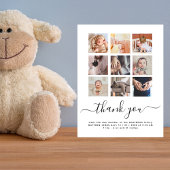 Meerdere foto collage chic schrift baby bedankt ka briefkaart