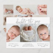 Meerdere foto's met dubbele geboorte aankondiging (Voorkant / Achterkant)