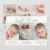 Meerdere foto's met dubbele geboorte aankondiging (Voorkant / Achterkant)