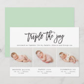 Meerdere foto's moderne tripletgeboorteaankondigin aankondiging (Voorkant / Achterkant)