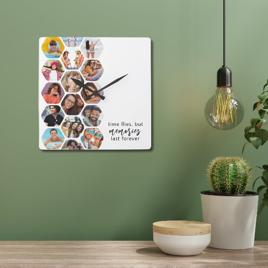 Meerdere foto's voor collage herinneringen Eenvoud Vierkante Klok