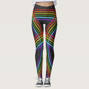 Meerdere Glitter Rainbows, glimmend zwart, LGBT Pr Leggings