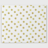 Meerdere gouden sterren op witte achtergrond cadeaupapier (Vlak)