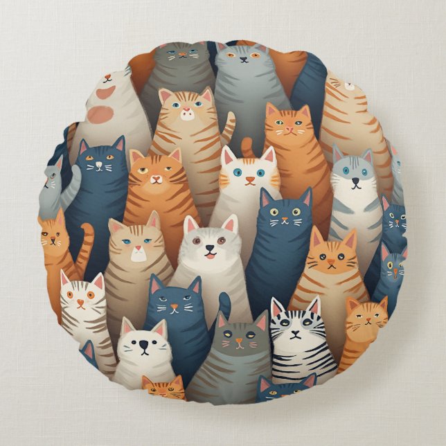 Meerdere kattenkussens rond kussen (Voorkant)