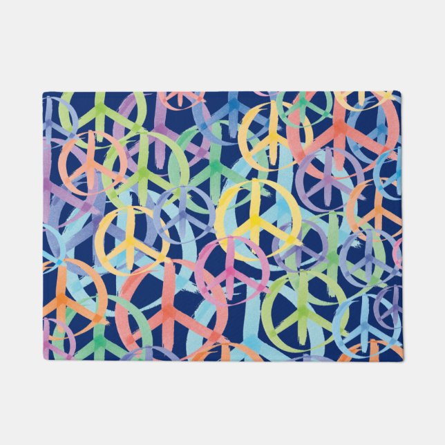 Meerdere kleuren van Vredessymbolen Deurmat (Voorkant)