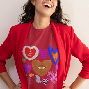 Meerdere kleurrijke harten Valentijn T-shirt