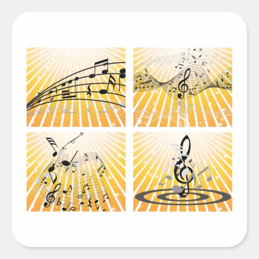 Meerdere Muzieknoten Vierkante Sticker (Voorkant)