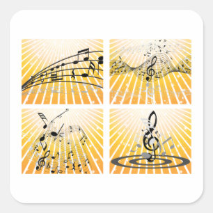 Meerdere Muzieknoten Vierkante Sticker