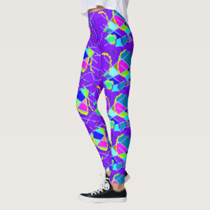 meerdere patronen op blauwe paarse leggings