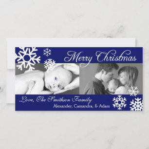 Meerdere Sneeuwvlokken Kerstkaart Navy Blue