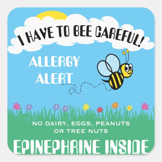 Meerdere voedselallergie Alert Bumble Bee Stickers (Voorkant)
