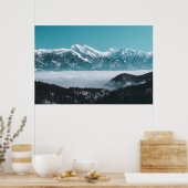 Meerderse bergen over de foggy-vallei poster (Keuken)