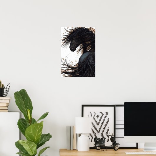 Meerhuispaard Friesian Poster Art van Bihrle (Thuiskantoor)