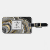 Meerjarig monogram goud en grijze geode minerale g bagagelabel (Voorkant horizontaal)