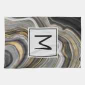 Meerjarig monogram goud en grijze geode minerale g theedoek (Horizontaal)