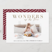 Meerjarig religieus goud met multi-foto kerstmis feestdagenkaart (Voorkant / Achterkant)