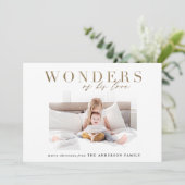 Meerjarig religieus goud met multi-foto kerstmis feestdagenkaart (Staand voorkant)