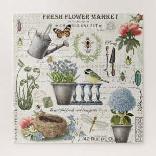 Meerjarige  tuinbouwbloemtuin legpuzzel