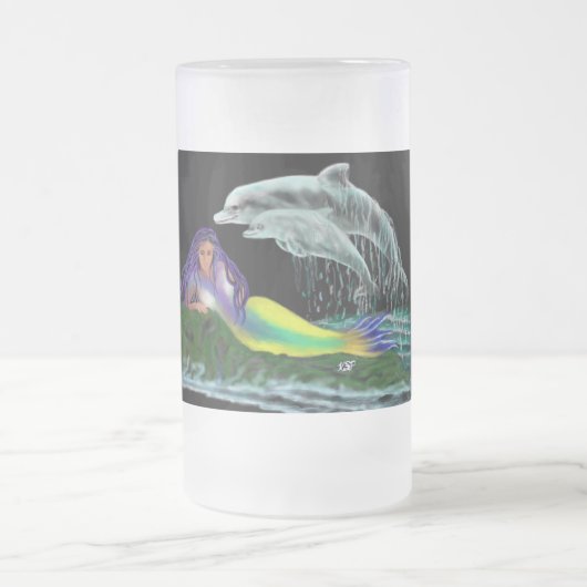 Meerjungfrau mit Delfinen Matglas Bierpul (Center)