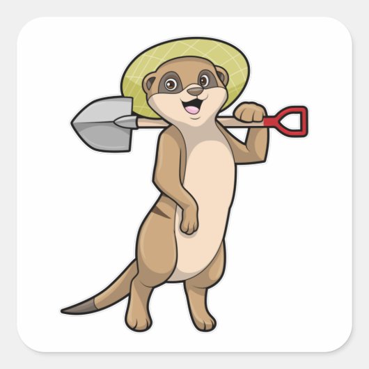 Meerkat als boer met schoen vierkante sticker (Voorkant)