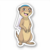 Meerkat als Bride met Veil Sticker (Voorkant)