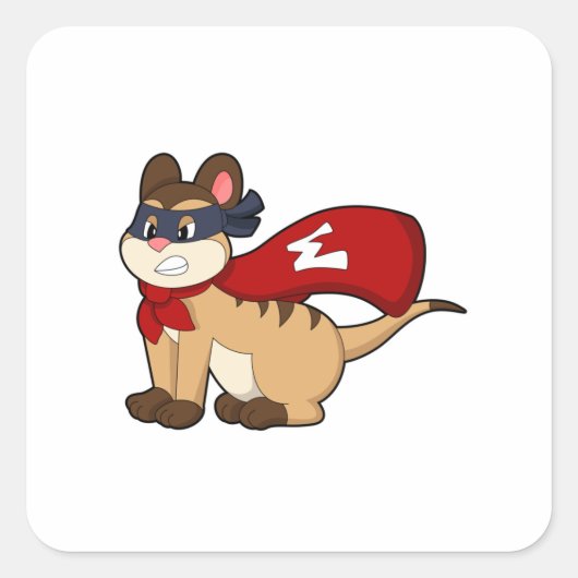 Meerkat als Hero met Masker Vierkante Sticker (Voorkant)