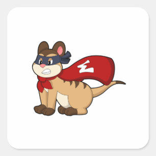 Meerkat als Hero met Masker Vierkante Sticker