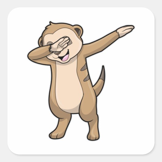 Meerkat als Hip Hop Dance Dab Vierkante Sticker (Voorkant)