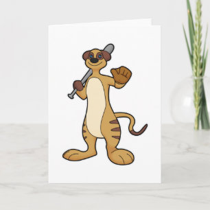 Meerkat als honkbalspeler met honkbalknuppel kaart