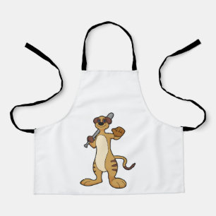 Meerkat als honkbalspeler met honkbalknuppel schort