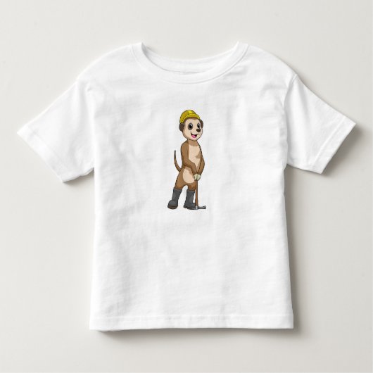 Meerkat als Miner met Pickaxe Kinder Shirts (Voorkant)